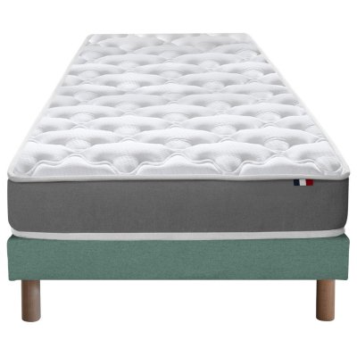 I D LITERIE Ensemble matelas mousse ferme sommier vert 90x190