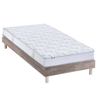 IDLITERIE Ensemble Matelas Mousse Hr Accueil Memoire De Forme Zenith Sommier Kit Chene Clair 90x190