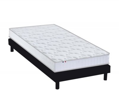 IDLITERIE Ensemble Matelas Mousse + Latex+Sommier en Kit Anthracite 90x190