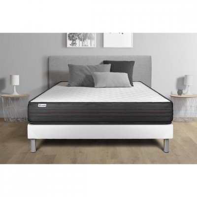 VITALIT Ensemble matelas mousse polyur&eacute;thane &agrave; m&eacute;moire de forme + sommier 90x190 cm  - VITALPOWER