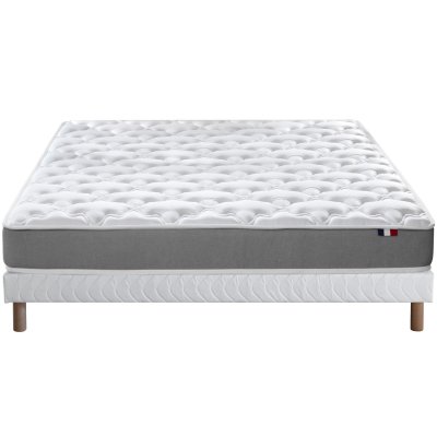 Ensemble Matelas Mousse r&eacute;versible + Sommier 140x190 cm STRATUS