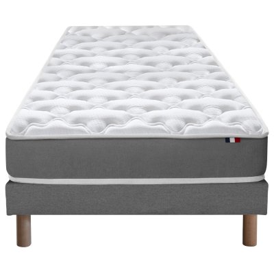 I D LITERIE Ensemble matelas mousse sommier gris 90x190