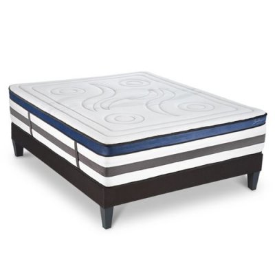 Ensemble Matelas Quintessence Mousse Accueil M&eacute;moire Cocooning 30cm et sommier gris 160x200cm 