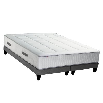IDLITERIE Ensemble matelas Ressort 7 zones H30 + 2 sommiers gris chine 180x200