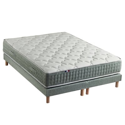 SELENIA Ensemble matelas ressort 7 zones sommier vert 180x200