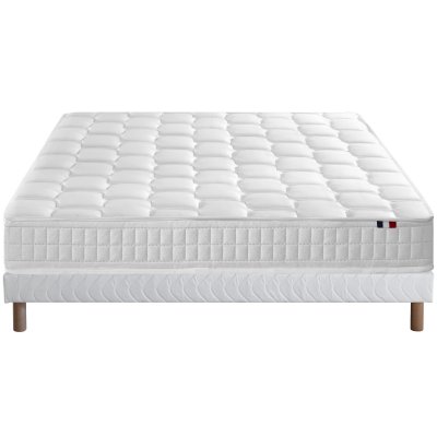 I D LITERIE Ensemble matelas ressort m&eacute;moire forme sommier blanc 140x190