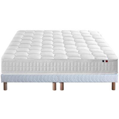 I D LITERIE Ensemble matelas ressort m&eacute;moire forme sommier blanc 160x200