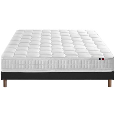 I D LITERIE Ensemble matelas ressort m&eacute;moire forme sommier noir 140x190