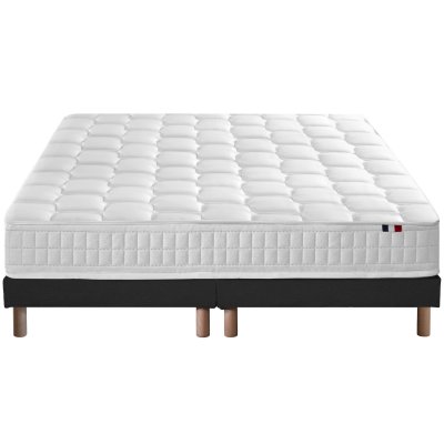 I D LITERIE Ensemble matelas ressort m&eacute;moire forme sommier noir 160x200