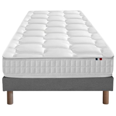 IDLITERIE Ensemble matelas ressort m&eacute;moire forme sommier noir 90x190