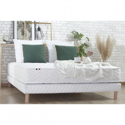 SELENIA Ensemble matelas ressorts 5 zones sommier blanc 140x190