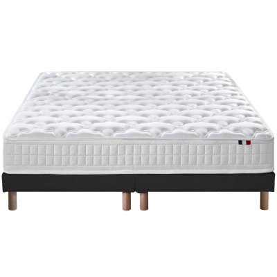 Ensemble matelas ressorts 5 zones sommier noir 160x200