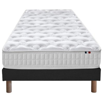 I D LITERIE Ensemble matelas ressorts 5 zones sommier noir 90x190