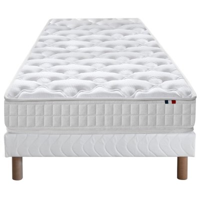 SELENIA Ensemble Matelas Ressorts 5 Zones STAR et Sommier Blanc