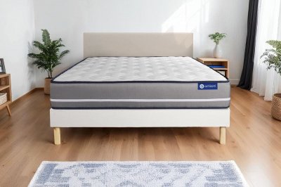 ACTISOM Ensemble matelas Ressorts ensach&eacute;s ACTIFLEX PUR 140x200cm 3zones de confort + sommier KIT blanc 