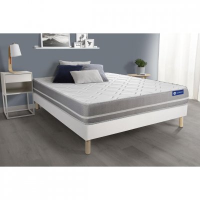 ACTISOM Ensemble matelas Ressorts ensach&eacute;s ACTIFLEX TOUCH 90x190 3zones de confort + sommier KIT blanc 