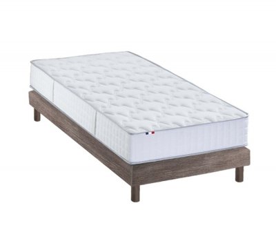 IDLITERIE Ensemble Matelas Ressorts + Memoire De Forme Odyssee Sommier En Kit Chene Gris 90x190
