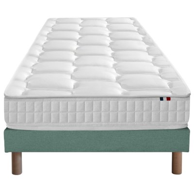I D LITERIE Ensemble matelas ressorts memoire forme sommier vert 90x190