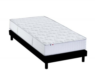 IDLITERIE Ensemble Matelas Ressorts + M&eacute;moire + Sommier Kit Anthracite 90x190