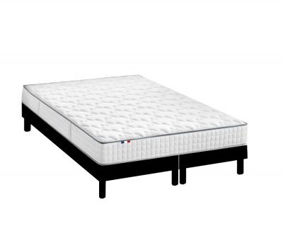 IDLITERIE Ensemble Matelas Ressorts + Visco Sommier en Kit Anthracite 180x200