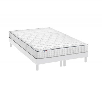 IDLITERIE Ensemble Matelas Ressorts + Visco Sommier en Kit Blanc 180x200