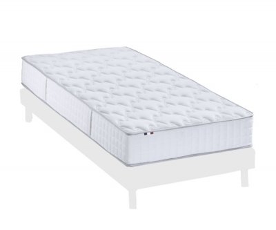 IDLITERIE Ensemble Matelas Ressorts + Visco Sommier en Kit Blanc 90x190