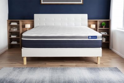 ACTISOM Ensemble Matelas Sommier 140x190 cm - Sommier Blanc (en kit) - Actimemo Confort
