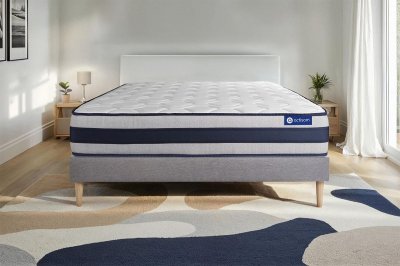 ACTISOM Ensemble Matelas Sommier 140x190 cm - Sommier Gris (en kit) - Actilatex Ergo