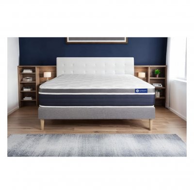 ACTISOM Ensemble Matelas Sommier 140x200 cm - Sommier Gris (en kit) - Actimemo Confort