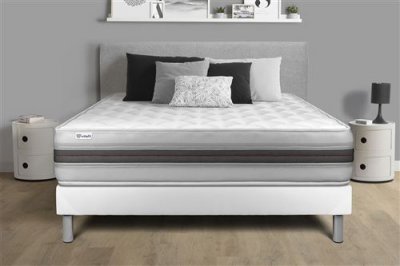 VITALIT Ensemble Matelas Sommier 160x200 cm - Vitalmemo Back Blanc