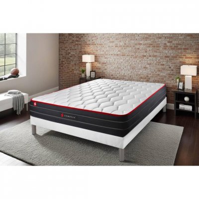 SOMNESS Ensemble matelas sommier Boost 90 x 200 cm - Couleur : Blanc - Blanc