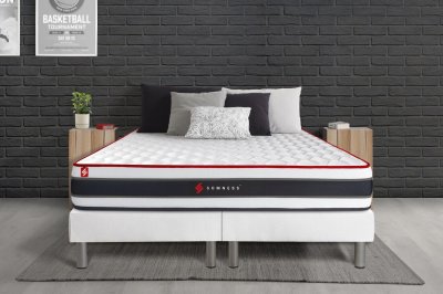 SOMNESS Ensemble matelas sommier Energy 160 x 200 cm - Couleur : Blanc - Blanc