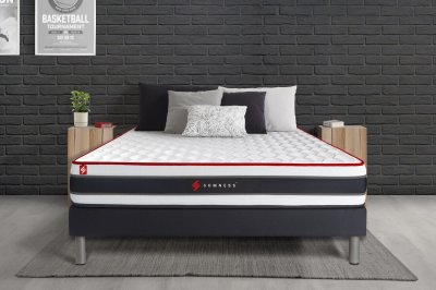 SOMNESS Ensemble matelas sommier Energy 160 x 200 cm - Couleur : Noir - Noir