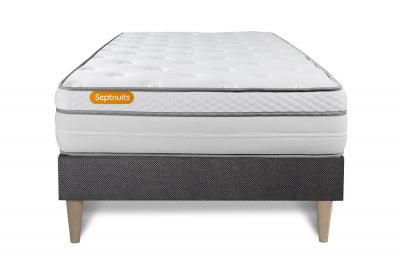 SEPTNUITS Ensemble matelas sommier Memo luxe 90 x 200 cm - Couleur : Gris - Gris