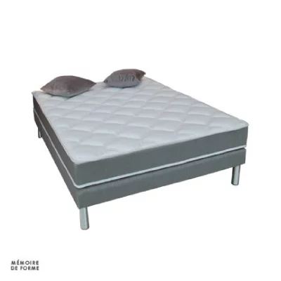 MES Ensemble matelas+sommier m&eacute;moire de forme gris chin&eacute; 140x190cm