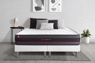 SOMNESS Ensemble matelas sommier Regen 200 x 200 cm - Couleur : Blanc - Blanc