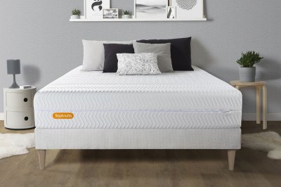 SEPTNUITS Ensemble Memo bio M&eacute;moire de forme Sommier en kit Blanc