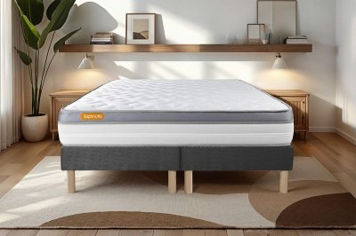SEPTNUITS Ensemble Memo zen M&eacute;moire de forme Double sommiers Gris