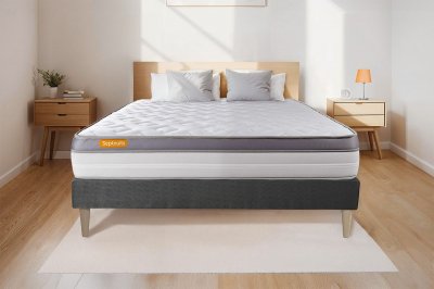 SEPTNUITS Ensemble Memo zen M&eacute;moire de forme Sommier Gris