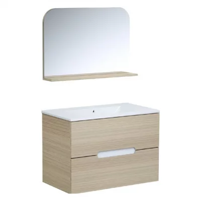 Ensemble meuble salle de bain PILL 80x45x55 beige meuble + vasque + miroir