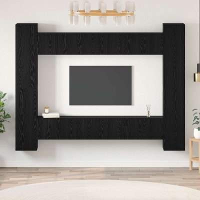 VIDAXL Ensemble Meuble Tv 10 Pcs Ch&ecirc;ne Noir 30,5 X 30 X 90 Cm 