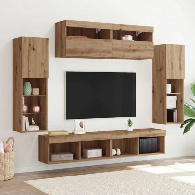 VIDAXL Ensemble Meuble Tv 6 Pcs Ch&ecirc;ne Artisanal Bois D'ing&eacute;nierie 