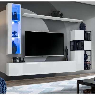  Ensemble meuble tv design ""switch ii"" 250cm blanc & noir