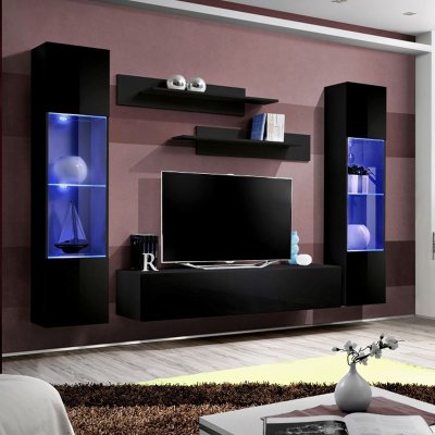 PARIS PRIX Ensemble meuble tv mural - fly iii - 260 cm x 190 cm x 40 cm - noir