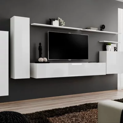 PARIS PRIX Ensemble meuble tv mural - switch i - 330 cm x 160 cm x 40 cm - blanc