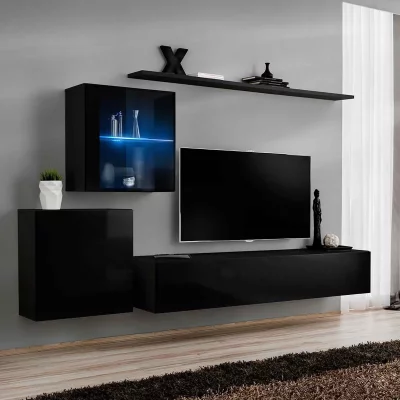 PARIS PRIX Ensemble meuble tv mural - switch xv - 250 cm x 150 cm x 40 cm - noir