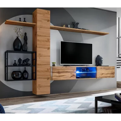  Ensemble Meuble TV ""Switch V"" 270cm Naturel & Noir