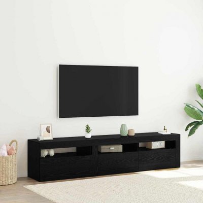 VIDAXL Ensemble Meubles TV 2 Pi&egrave;ces LED Ch&ecirc;ne Noir - Style Moderne et Pratique