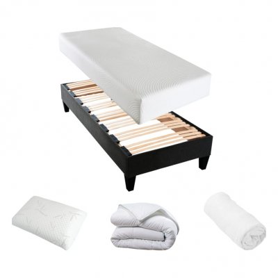 OLYMPE LITERIE Ensemble pr&ecirc;t &agrave; dormir avec matelas souple - Blanc - 90 x 190 cm