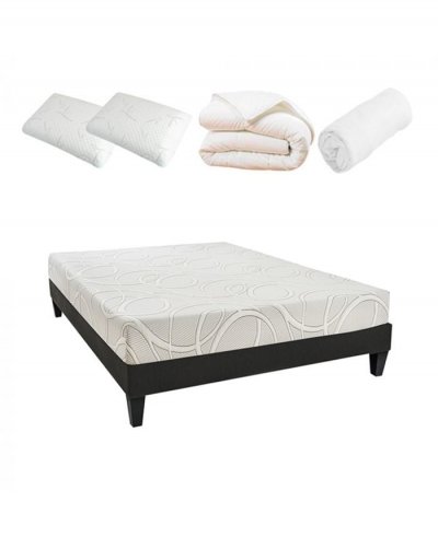 OLYMPE LITERIE Ensemble pr&ecirc;t &agrave; dormir Eupraxie - Blanc - 140 x 200 cm